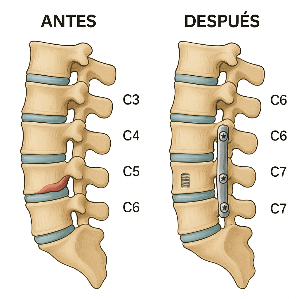 Antes y después de la artrodesis vertebral